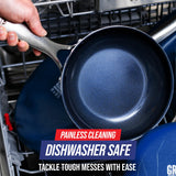 12" Frying Pan Skillet with Lid Diamond Infused Ceramic Healthy Nonstick | Blue Blue Diamond