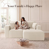 Modular Sectional Sofa with Ottoman, 79" L-Shaped Cloud Couch, Beige