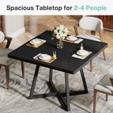 Tribesigns Square Dining Table Set of 4, 31.5" Industrial Dinner Table with Metal Base, Kitchen Table for Dining Room, Small Space, Apartment, Black (Chairs are not Included)