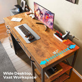 Huuger Computer Desk with 6 Drawers, Office Desk with Shelves