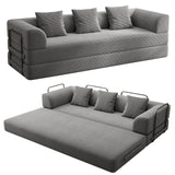 89" Cloud Boneless Convertible Sofa Bed, 5-in-1 Foldable Compressed High-Density Sponge Sofa, Corduroy Fabric 3 Seater Sleeper Couch Futon Daybed for Living Room Bedroom (Gray)