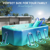 SUPIIRAW Foldable Pool, Non-Inflatable Swimming Pool for Kids, Adults and Pets,Large Foldable Pool with Equipped with Sturdy Metal Brackets, Suitable for Outdoor Backyard Gardens 116" × 65" × 19"