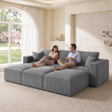 Modular Sectional Sofa Bed with Chaise, 115" Memory Foam Cloud Couch, Gray