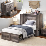 LUXOAK Twin Murphy Cabinet Bed with with Storage & Charging Station
