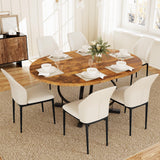 Extendable Round Dining Table Set for 6 People, 43.3"-59" Extendable Kitchen Table with 6 Upholstered Chairs