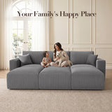 Modular Sectional Sofa Bed with Chaise, 115" Memory Foam Cloud Couch, Gray