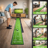 Putting Green Indoor | Wrinkle-Free Golf Mat with Auto Ball Return | Non-Slip Surface & Alignment Markings for Accurate Putting Practice at Home, Office & Outdoors | Improve Stroke Control & Precision