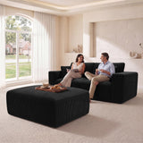 Modular Sectional Sofa with Ottoman, 79" L-Shaped Cloud Couch, Black