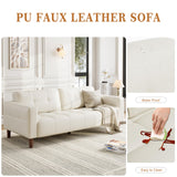 GarveeHome 3-Seater Sofa Couch, 83" Wide Faux Leather Couch with Deep Seats