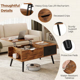 Yaheetech Coffee Table with Storage,39.5'' Lift Top Coffee Table,Hidden Storage Compartment,Foldable Drawer,Lift Tabletop Dining Center Table for Home Living Room Office,Rustic Brown