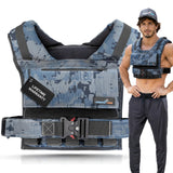 Gymnastics Power - Weighted Vest 6lb, 10lb, 12lb, 25lb, 35lb, 45lb, 60lb Removable Iron Weights for Men and Women Workout for Calisthenics and Fitness Sport Training (45 LB - Camo)