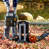WORX Nitro WG572 80V Cordless Leaf Blower, Backpack Blower with 800CFM & 150MPH, 4 Batteries & Basecamp Charger Included