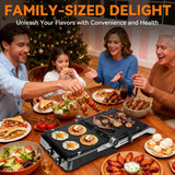Baker's Friend 4-slice Panini Press Grill Cheese Sandwich Maker, Electric Grill Indoor with Temperature Setting, Opens 180 Degrees, Dual Non-stick Surfaces, 4-circle Silicone Mold, Reversible Plates