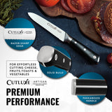 Cutluxe Serrated Kitchen Utility Knife - 5" Tomato Knife – Ultra Sharp Blade, Ergonomic Handle, Full Tang, Forged High Carbon German Steel – Artisan Series