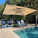PURPLE LEAF Patio Cantilever Umbrella 10' x 13' Large Space for Pool Beige