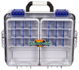 Flambeau Outdoors 3000WPNC Waterproof Satchel 3000, Portable Waterproof Tackle Box with Trays, Gray/Clear - without Bottom Cage