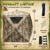 Lenotos Hunting Blind, 2 Person Pop Up Blinds 360 Degree See Through, Portable Durable Hunting Ground Blinds for Deer & Turkey Hunting(A-1008) Lenotos