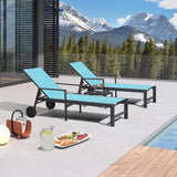 PURPLE LEAF Pool Chaise Lounge, Aluminum 4-Piece Set with Armrests, Navy