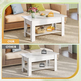 WLIVE Lift Top Coffee Table for Living Room/Dining/Office, Retro White