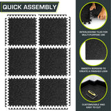 ProsourceFit Rubber Top Exercise Puzzle Mat 3/4-inch, 24 SQFT, 6 Tiles, EVA Foam Interlocking Tiles for Home Gym Protective Flooring for Equipment and Workouts, Grey ProsourceFit