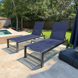 PURPLE LEAF Patio Chaise Lounge with Wheels, Fade-Resistant, Navy