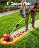 Electric Weed Eater 21V, Battery Powered Cordless String Trimmer, Weed Trimmer with Auto Line Feed, Weed Wacker Lawn Edger with 2 x 2.0Ah Battery and Fast Charger