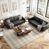GarveeHome 3-Seater Sofa Couch, 83" Wide Faux Leather Couch with Deep Seats