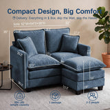 52" Loveseat Sofa, L-Shaped Cloud Love Seat Couches with Ottoman