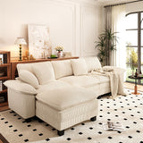 PHI VILLA Sectional Cloud Couch L Shaped 4-Seat Modular Sofa with Ottoman