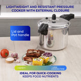 Universal (6.3 Quart / 6 Liter) Ultra Pressure Cooker, Pressure Pot with 6 Safety Systems, Aluminum Pressure Cooker for 7 Servings, Even Heat Distribution, Diameter 9.4 inches, Height 9.6 inches