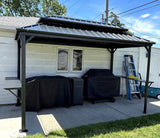 PURPLE LEAF Grill Gazebo Hardtop 6.5' x 12' Aluminum Side Shelves, Gray