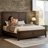 LUXOAK Solid Wood King Bed Frame, Traditional Wooden Platform Bed