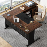 Tribesigns 63 Inch Executive Desk with File Cabinet, L Shaped Office Desk