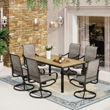 MFSTUDIO Swivel Patio Dining Chairs Set of 6, Textilene W/Padded Seat