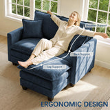 52" Loveseat Sofa, L-Shaped Cloud Love Seat Couches with Ottoman