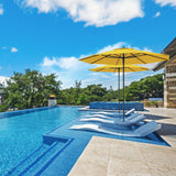 Midtown Umbrellas Push & Pop 10 Ft Patio Umbrellas with Push & Pop Mechanism, Fiberglass Ribs & Sunbrella Fabric – Outdoor Umbrella for Deck, Pool, Cafés and Hotels – Yellow Canopy, Black Pole