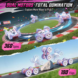 Hamdol Remote Control Car for Girls, Double-Sided Color Design Stunt RC Vehicle, Upgraded 4WD USB-C Rechargeable Toy, 2.4GHz Fast Electric STEM Toy, Birthday Age 6+