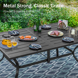 PHI VILLA 7 Piece, Outdoor Dining Set, 60"x38" Table, 1.57" Umbrella Hole