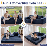 MAXYOYO Sofa Bed, 80-Inch Oversized Boneless Loveseat, 2 Cup Holders