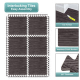 Sorbus 80 Sq. Ft. Wood Grain Floor Tiles Foam Mat EVA Interlocking Mats Tile 3/8-Inch Thick Flooring Wood Puzzle Exercise Mats w/Borders - Home Playroom Basement, Apartment, Trade Show, Baby, Dance