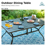 MFSTUDIO 7 Piece Outdoor Patio Dining Set with Umbrella, Rattan Chairs