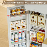 iPormis 69" Tall Kitchen Pantry Storage Cabinet with LED Lights & Microwave Stand & Wine Rack, Kitchen Hutch with Door Shelves & Adjustable Shelf & Drawers & Charge Station for Living Room, White