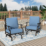 MIXPATIO, 2 Pack, Metal, Patio Rocking Chairs, 5.75" Cushions, Navy Blue