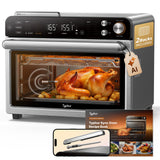 Typhur Sync Oven with Smart Wireless Meat Thermometer Probe, 12‑in‑1 Countertop Airfryer Toaster Oven Combo, 360° Turbo Convection, Dehydrator, Recipes & 5 Accessories, Large 27QT with Extra Wire Rack