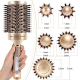 SIMPOR Large Round Brush for Blow Out, Nano Thermal Ceramic and Ionic Tech Round Barrel Hair Brush with Boar Bristles, Roller for Blow Drying (Gold, 4 inch, Barrel 2.7 Inch, 65mm)