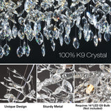 kvtinmty Modern Crystal Chandeliers for Dining Room, 40" Round Silver Tree Branches Chandeliers, Large Dining Room Over Table Chandeliers Lights Fixture, Branches and Crystals Ceiling Light Fixtures