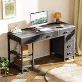 Huuger Computer Desk with 6 Drawers, Office Desk with Shelves, Reversible Gaming Desk, Corner Desk with Storage, Work for Home Office, Study, Living Room, 47inch, Grey