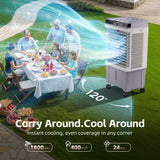 AKIRES 1800CFM Swamp Cooler,3-IN-1 Evaporative Air Cooler with 5.3 Gal Water Tank,6 Ice Packs,Evaporative Cooler with 12H Timer,2 Modes,3 Speeds,120°Oscillation，Cooling Fan for Indoor,Outdoor(31IN)