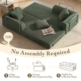 89" Cloud Boneless Convertible Sofa Bed, 5-in-1 Foldable Compressed High-Density Sponge Sofa, Corduroy Fabric 3 Seater Sleeper Couch Futon Daybed for Living Room Bedroom (Green)