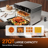 Typhur Sync Oven with Smart AI Wireless Meat Thermometer Probe, 12‑in‑1 Countertop Air Fryer Toaster Oven Combo, 360° Turbo Convection, Dehydrator, Recipe & 5 Accessories, Large 27QT, Stainless Steel